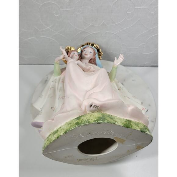 Vintage Crowned Holy Mary Baby Jesus Statue 12" Pink Ceramic‎ Madonna Bea Cox - Picture 12 of 16